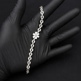 Elegant Silver Flower Charm Bracelet for Women | Adjustable Floral Bracelet