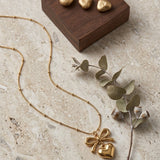 Gold Bow &amp; Heart Locket Necklace