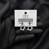 Silver Geometric Crystal Drop Earrings