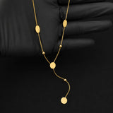 Minimalist Gold-Plated Disc Drop Necklace for Women | Layered Pendant Chain
