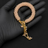 Luxury Handmade Blush Pink Crystal Beaded Bracelet for Women | Adjustable Gold Chain