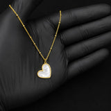 Elegant Gold-Plated Mother of Pearl Heart Pendant Necklace for Women