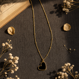 Black Heart Pendant Necklace for Women | Elegant Gold Stainless Steel Chain