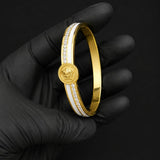 Luxury Gold Plated White Enamel Crystal Bracelet for Women | Premium Stainless Steel Bangle