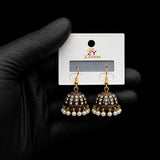 Pearl Jhumka Earrings with Multicolor Beads
