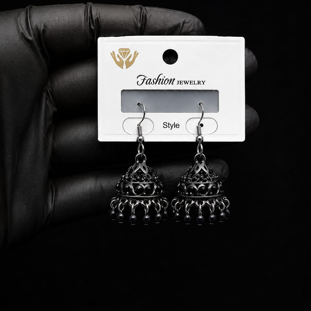 Pearl Jhumka Earrings with Multicolor Beads